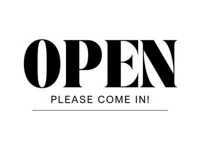 Black Open Sign Landscape Poster