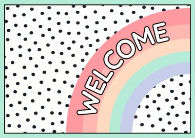 Polka Dot Rainbow Welcome Door Sign