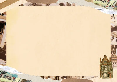 Cream and Brown Vintage Travel Collage Blank Paper Poster